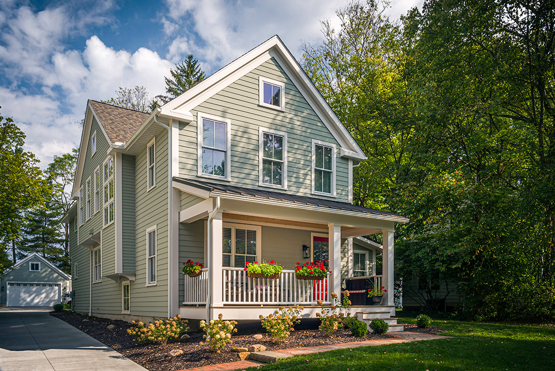 Exterior Close-Up. Elm Street Residence, Hudson, Ohio.