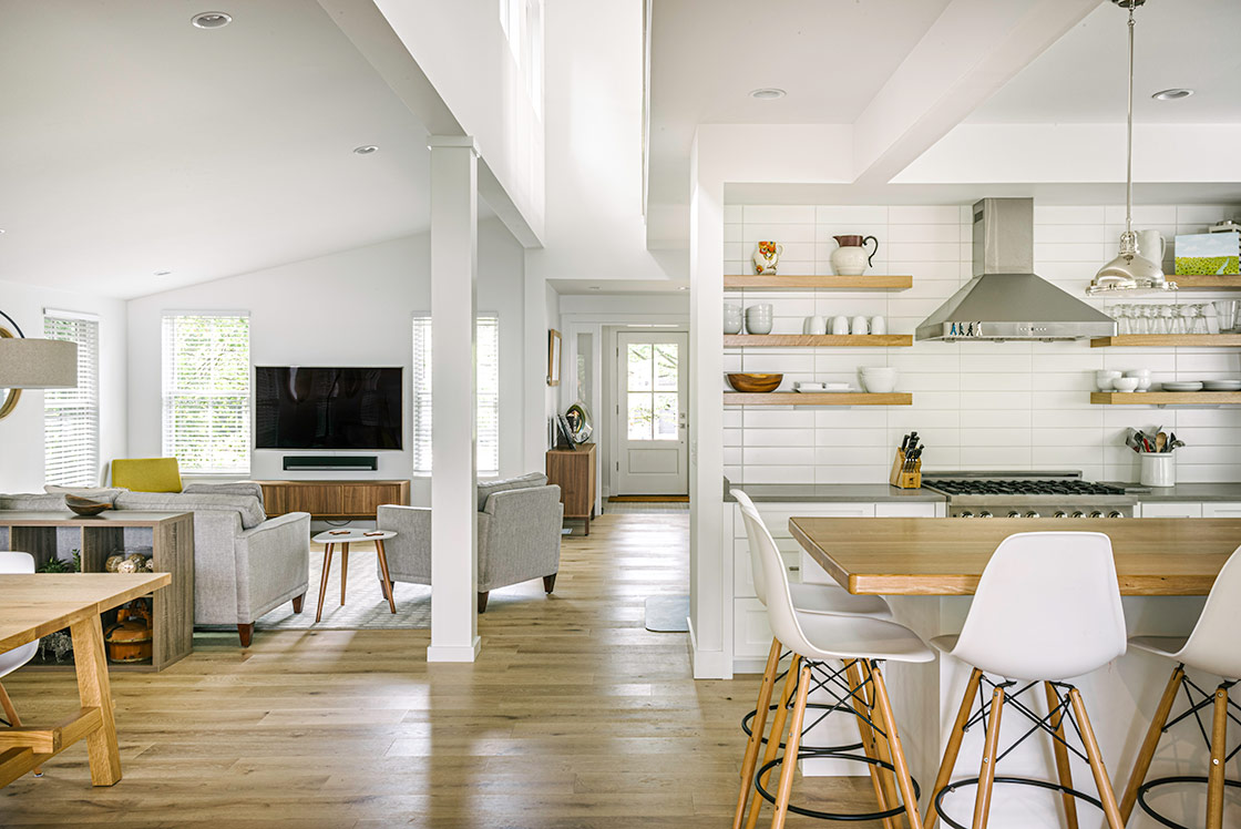 Combined Kitchen and Dining Room. Elm Street Residence, Hudson, Ohio.