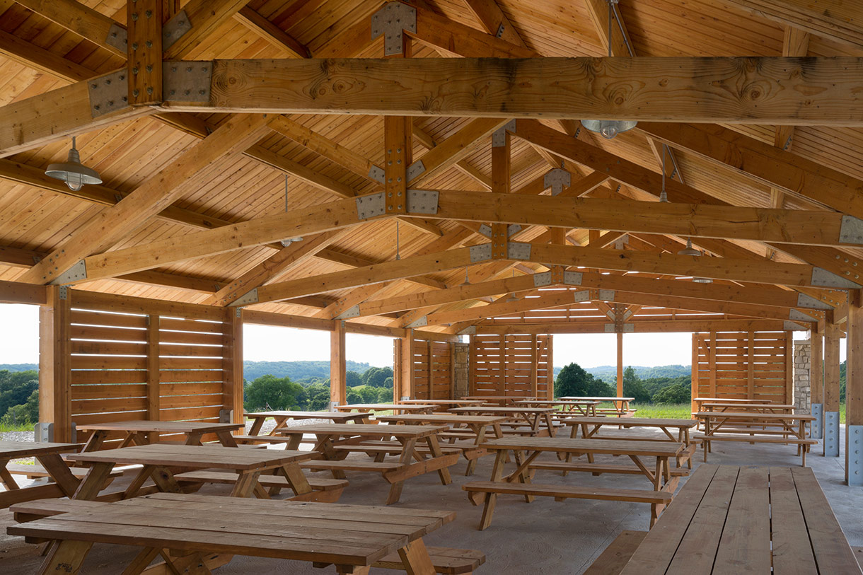 Seating with view to surrounding meadow