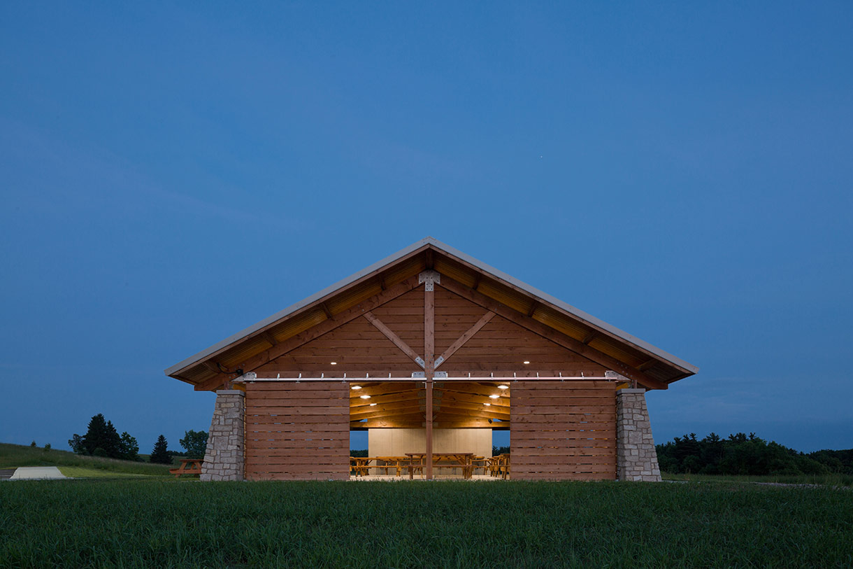 Axial view of exterior at night