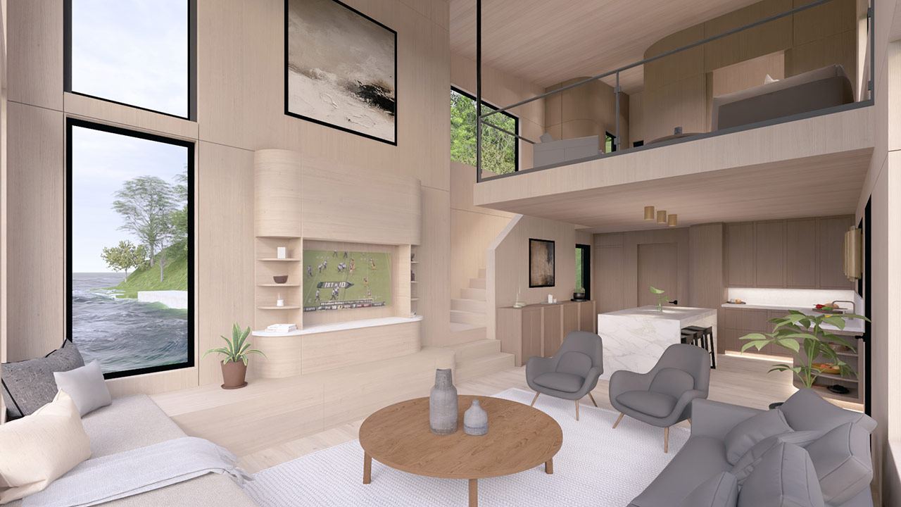 Double height living room 