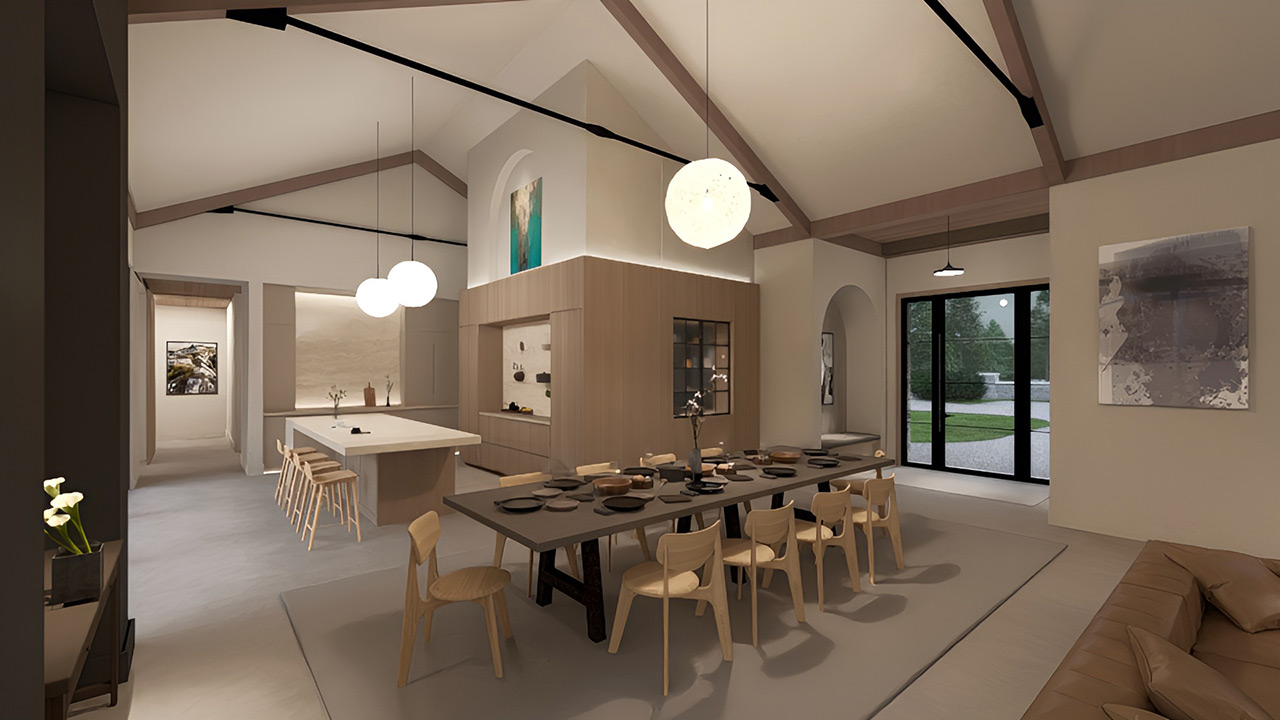 Dining room and kitchen